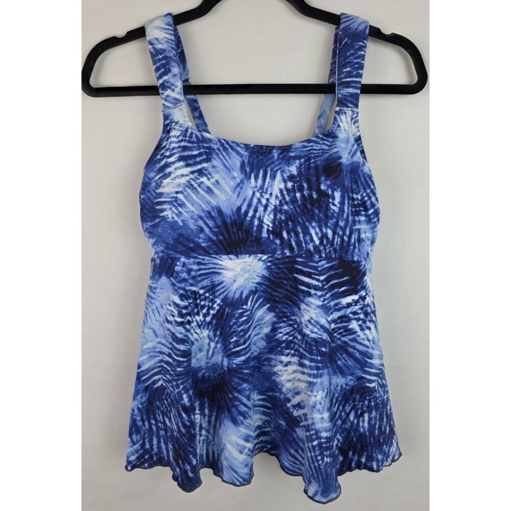 Lands' End Tankini Top Women's Size XS 2-4 Blue Tie Dye Swimsuit Swim Top